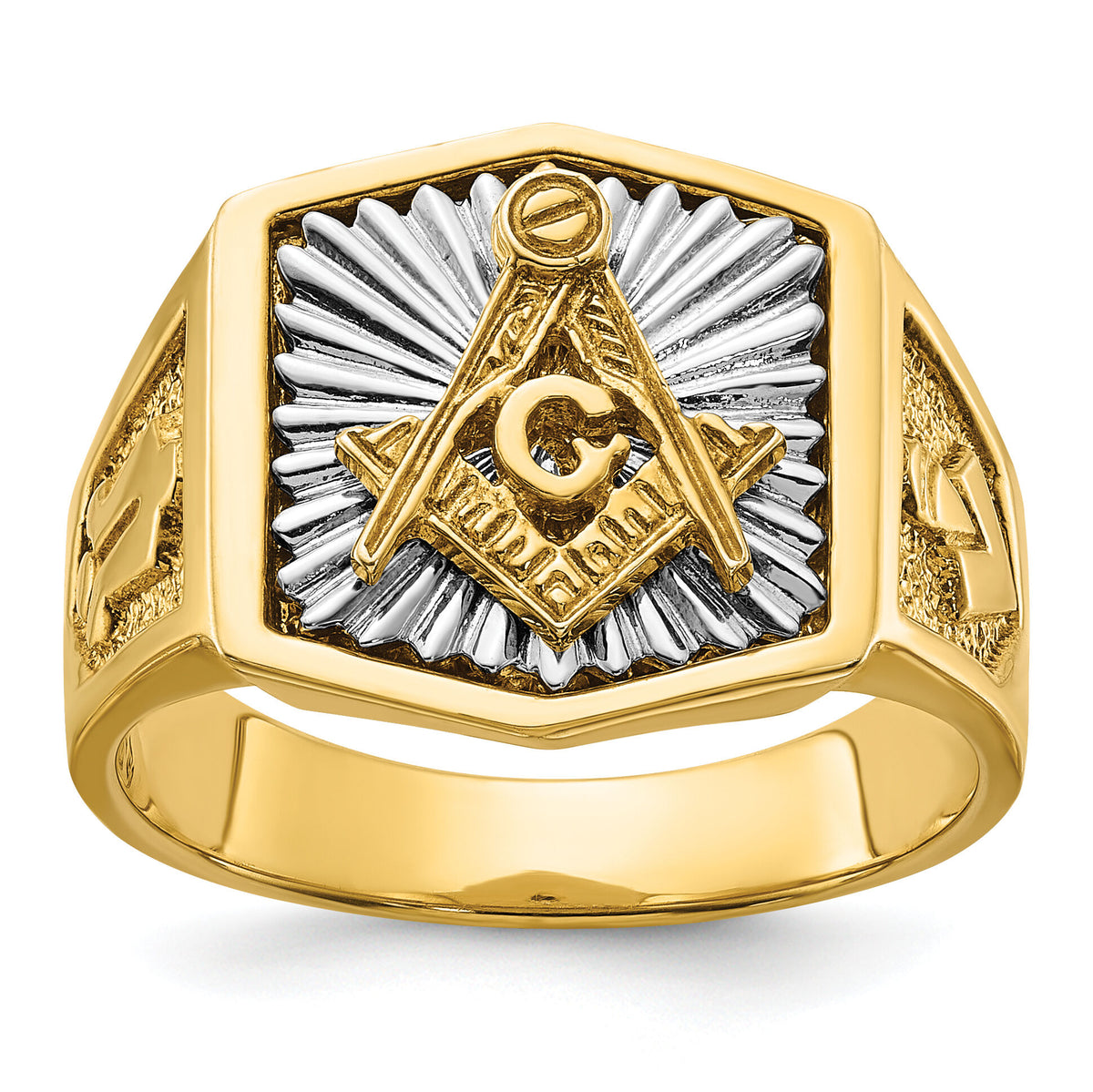 10ktt IBGoodman Men's Textured Blue Lodge Master Masonic Ring-B02549
