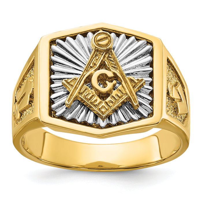 10ktt IBGoodman Men's Textured Blue Lodge Master Masonic Ring-B02549