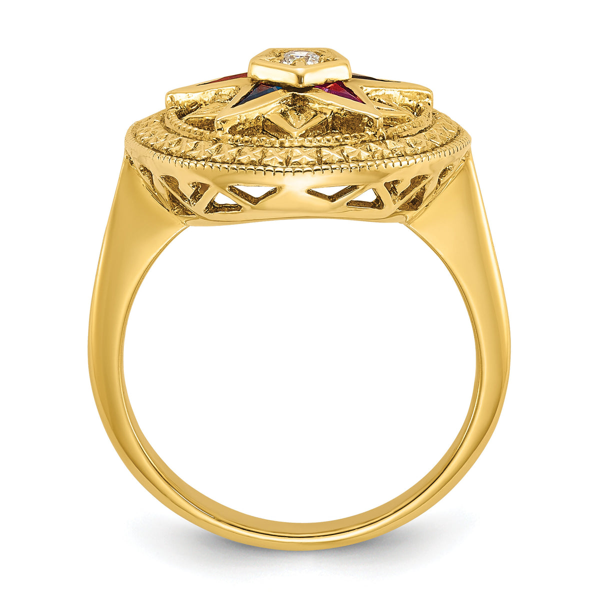 14k IBGoodman Women's Textured Multi-color CZ & Dia Eastern Star Ring-B02561