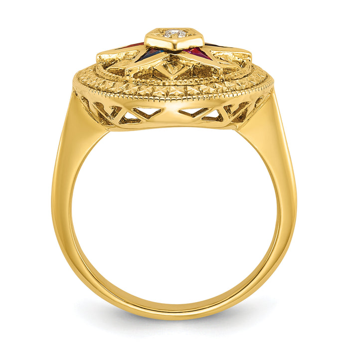 14k IBGoodman Women's Textured Multi-color CZ & Dia Eastern Star Ring-B02561