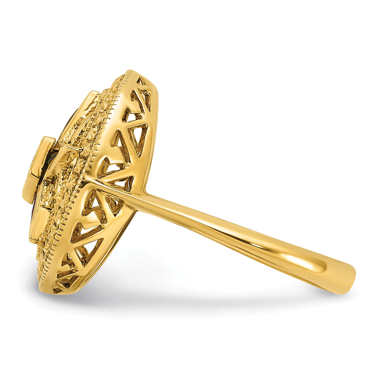 14k IBGoodman Women's Textured Multi-color CZ & Dia Eastern Star Ring-B02561