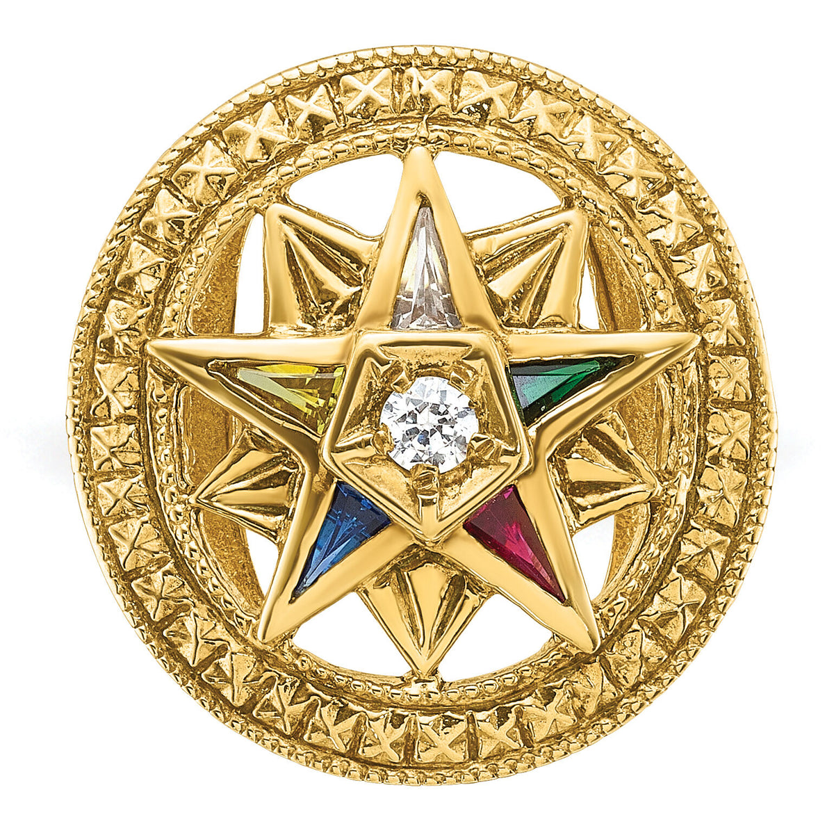 14k IBGoodman Women's Textured Multi-color CZ & Dia Eastern Star Ring-B02561