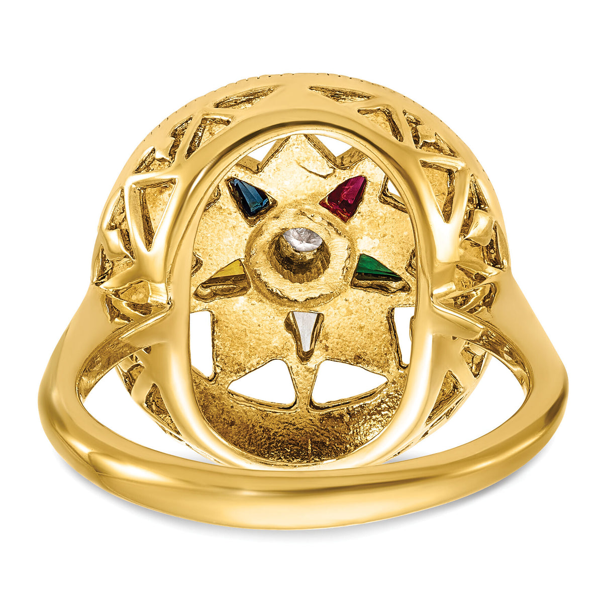 14k IBGoodman Women's Textured Multi-color CZ & Dia Eastern Star Ring-B02561