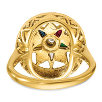 14k IBGoodman Women's Textured Multi-color CZ & Dia Eastern Star Ring-B02561