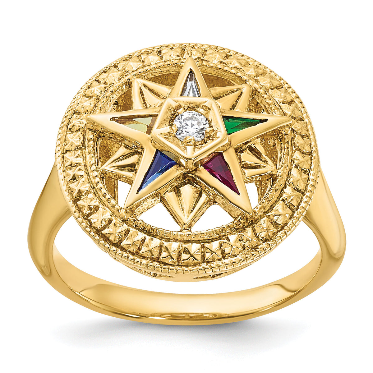 14k IBGoodman Women's Textured Multi-color CZ & Dia Eastern Star Ring-B02561