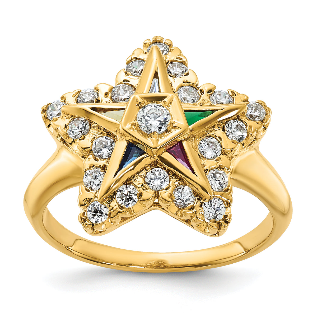 10k IBGoodman Women's Multi-color CZ & Dia Eastern Star Masonic Ring-B02564-0YA