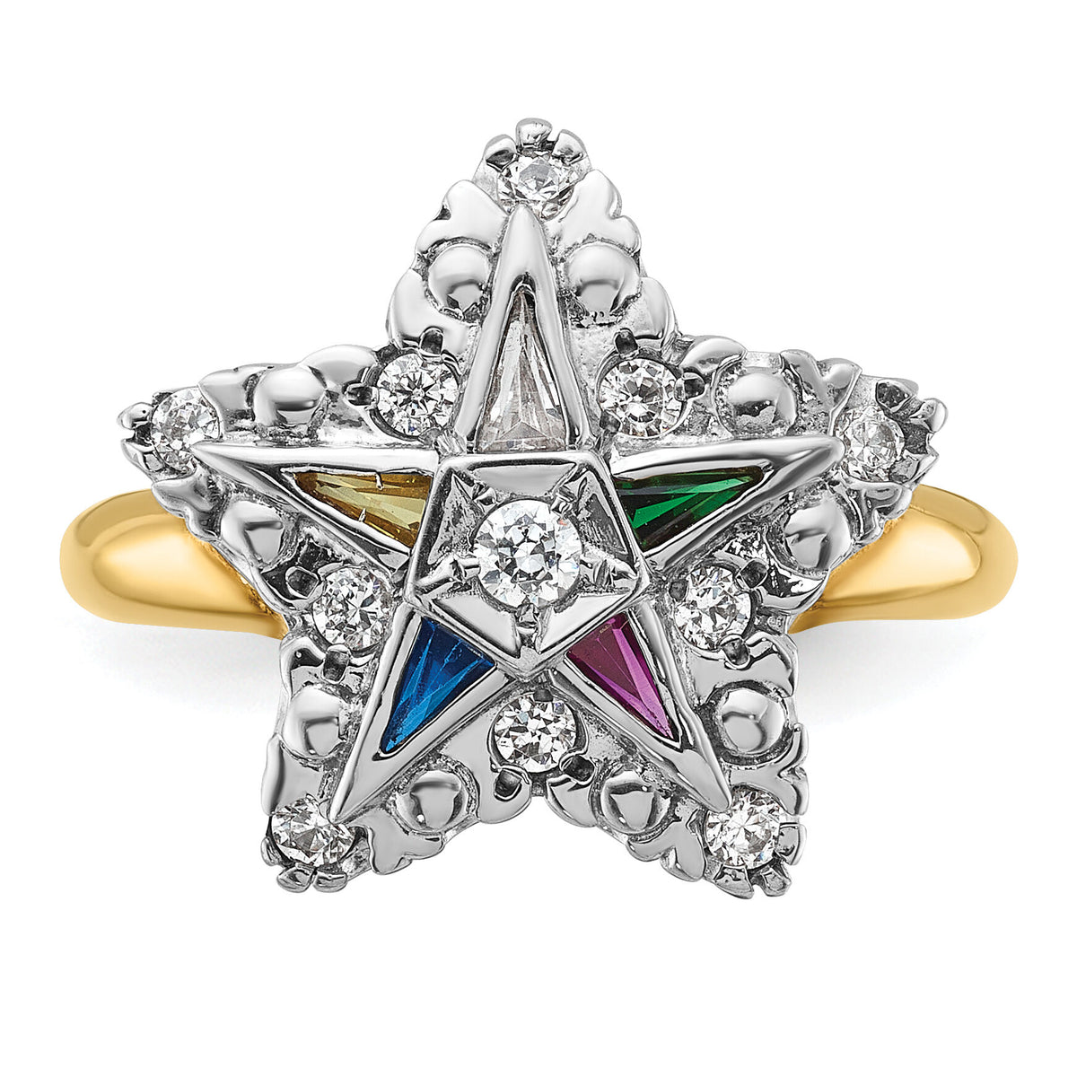 10ktt IBGoodman Women's Polished Eastern Star Masonic Ring Mounting-B02565