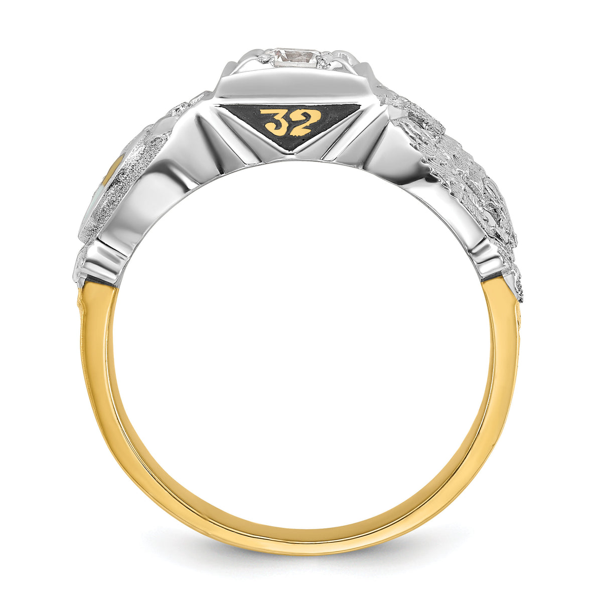 14ktt IBGoodman Men's Enamel & Diamond Eagle Masonic Shriner's Ring-B02585
