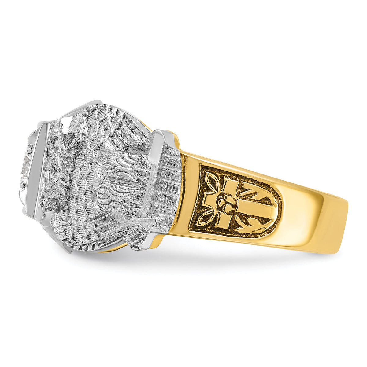 14ktt IBGoodman Men's Enamel & Diamond Eagle Masonic Shriner's Ring-B02585