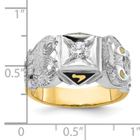 14ktt IBGoodman Men's Enamel & Diamond Eagle Masonic Shriner's Ring-B02585