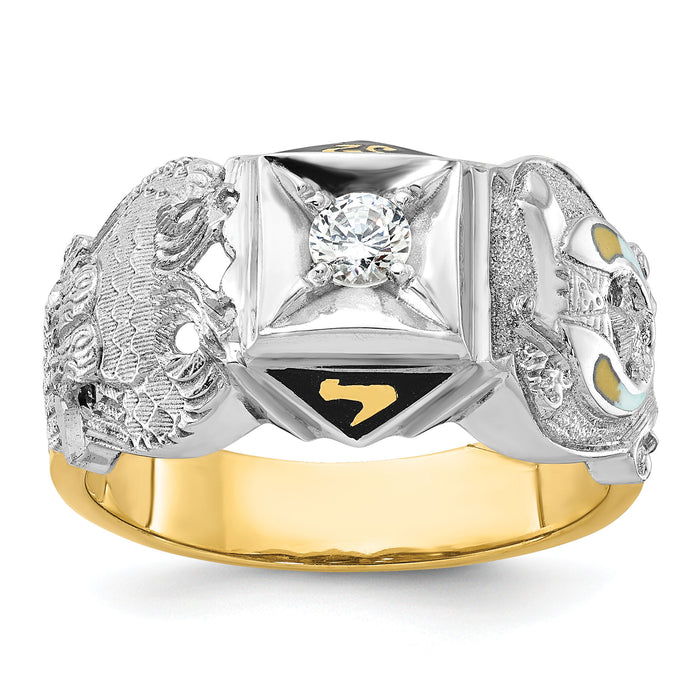 14ktt IBGoodman Men's Enamel & Diamond Eagle Masonic Shriner's Ring-B02585