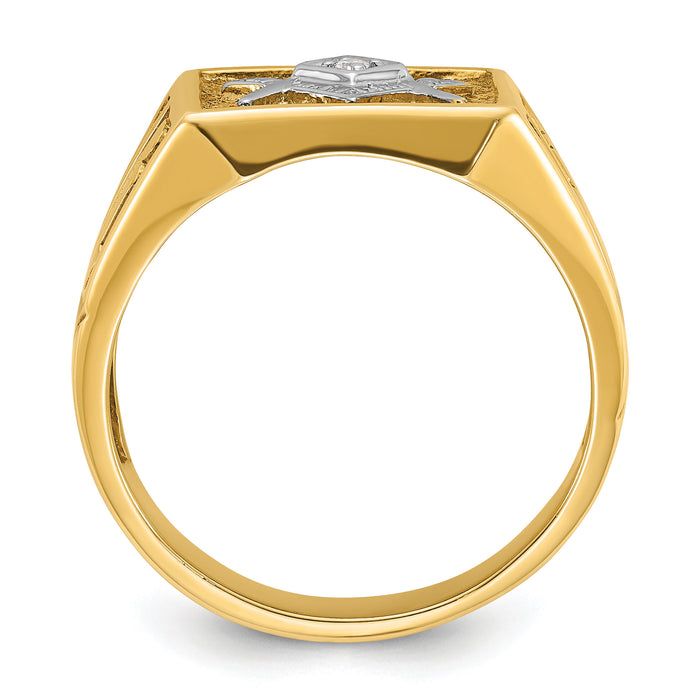 10k IBGoodman Men's Textured Blue Lodge Masonic Ring Mounting-B02588