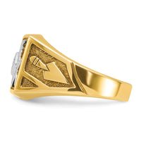 10k IBGoodman Men's Textured Blue Lodge Masonic Ring Mounting-B02588
