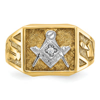 10k IBGoodman Men's Textured Blue Lodge Masonic Ring Mounting-B02588