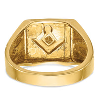 10k IBGoodman Men's Textured Blue Lodge Masonic Ring Mounting-B02588