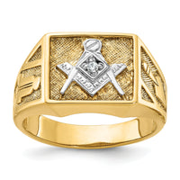 10k IBGoodman Men's Textured Blue Lodge Masonic Ring Mounting-B02588