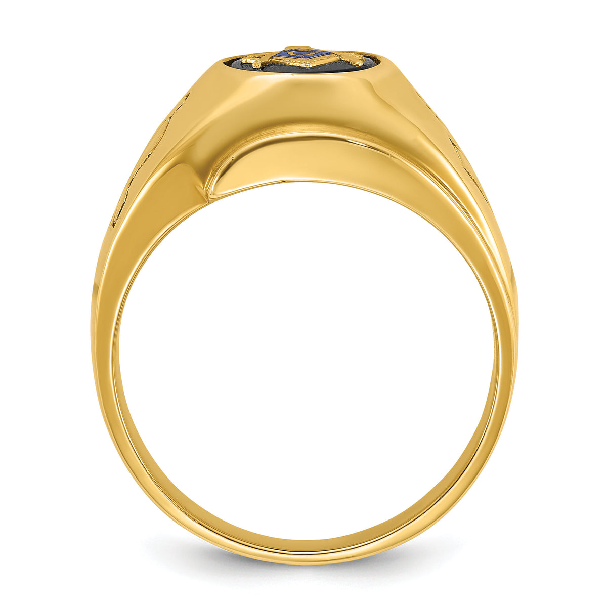 14k IBGoodman Men's Grooved Onyx Blue Lodge Master Masonic Ring-B02732