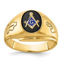 14k IBGoodman Men's Grooved Onyx Blue Lodge Master Masonic Ring-B02732
