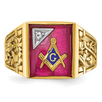 10ktt IBGoodman Men's Textured Blue Lodge Masonic Ring Mounting-B03214