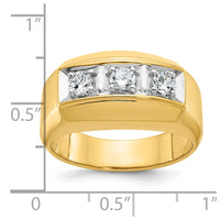 IBGoodman 14k Two-tone Men's Polished and Satin 3-Stone 1/2 Carat AA Quality Diamond Ring-B04131-4YWAA