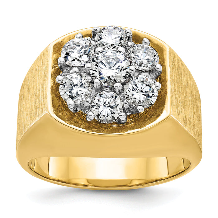 14ktt IBGoodman Men's Polished & Satin Round Diamond Cluster Ring-B04345