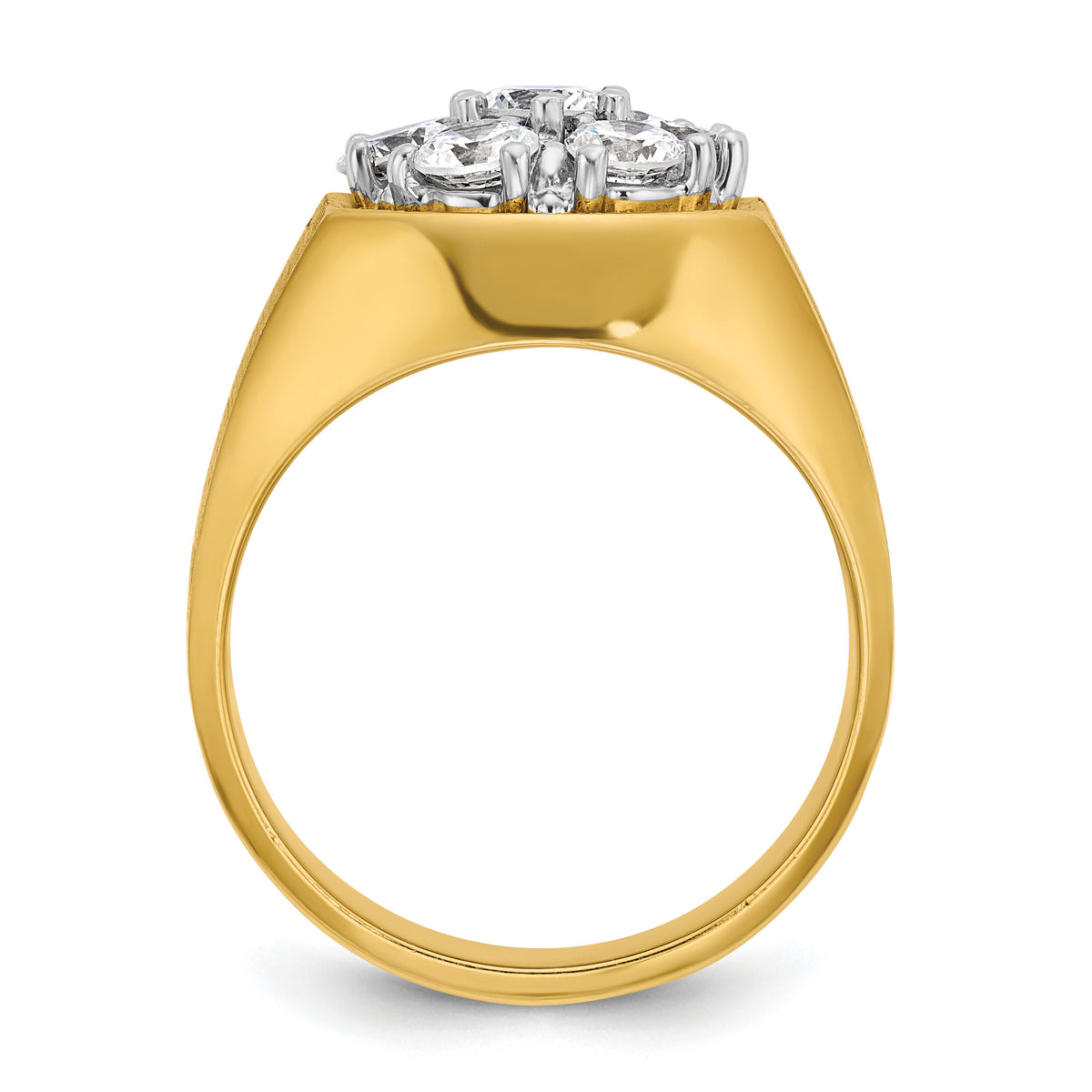 14k Two-Tone 1 1/2 ct Lab Grown Dia VS/SI+ G+ Complete Men's Cluster Ring-B04358