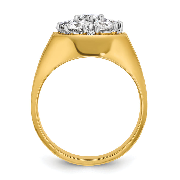 14k Two-Tone 1 1/2 ct Lab Grown Dia VS/SI+ G+ Complete Men's Cluster Ring-B04358