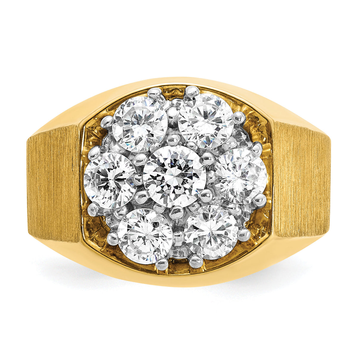 14k Two-Tone 1 1/2 ct Lab Grown Dia VS/SI+ G+ Complete Men's Cluster Ring-B04358