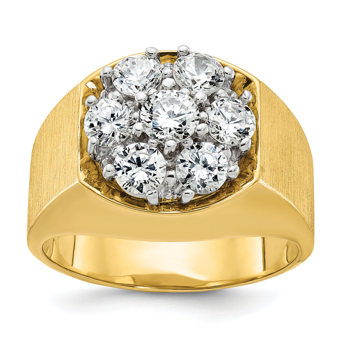 14k Two-Tone 1 1/2 ct Lab Grown Dia VS/SI+ G+ Complete Men's Cluster Ring-B04358