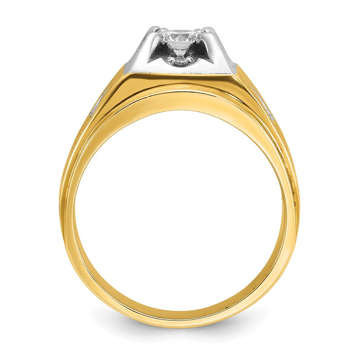 14k Two-tone IBGoodman Men's Polished and Satin 3/4 carat Diamond Complete Ring-B04382-4YWAA