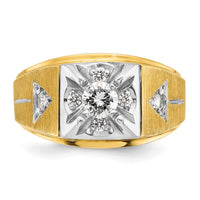 14k Two-tone IBGoodman Men's Polished and Satin 3/4 carat Diamond Complete Ring-B04382-4YWAA