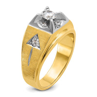 14k Two-tone IBGoodman Men's Polished and Satin 3/4 carat Diamond Complete Ring-B04382-4YWAA