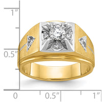 14k Two-tone IBGoodman Men's Polished and Satin 3/4 carat Diamond Complete Ring-B04382-4YWAA