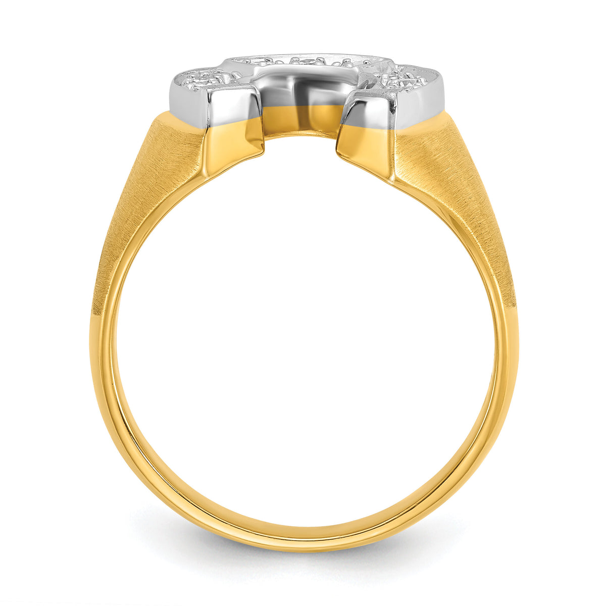 10k Two-tone IBGoodman Men's Satin Horseshoe Diamond Ring Mounting-B04971