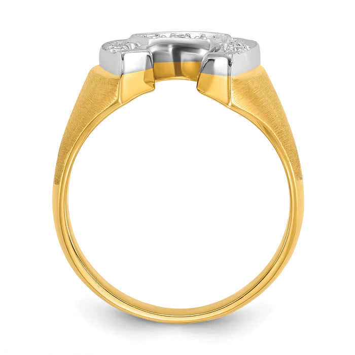 10k Two-tone IBGoodman Men's Satin Horseshoe Diamond Ring Mounting-B04971