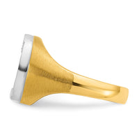 14k Two-tone IBGoodman Men's Satin Horseshoe 1/5 carat Diamond Complete Ring-B04971-4YWAA