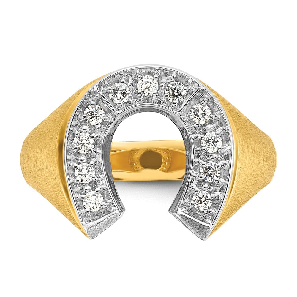 14k Two-tone IBGoodman Men's Satin Horseshoe 1/5 carat Diamond Complete Ring-B04971-4YWAA