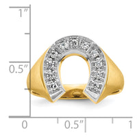 14k Two-tone IBGoodman Men's Satin Horseshoe 1/5 carat Diamond Complete Ring-B04971-4YWAA