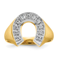 14k Two-tone IBGoodman Men's Satin Horseshoe 1/5 carat Diamond Complete Ring-B04971-4YWAA