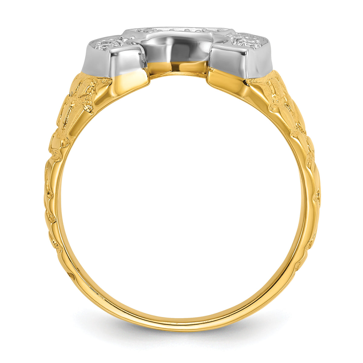 10k Two-tone IBGoodman Men's Horseshoe Diamond Ring Mounting-B04976