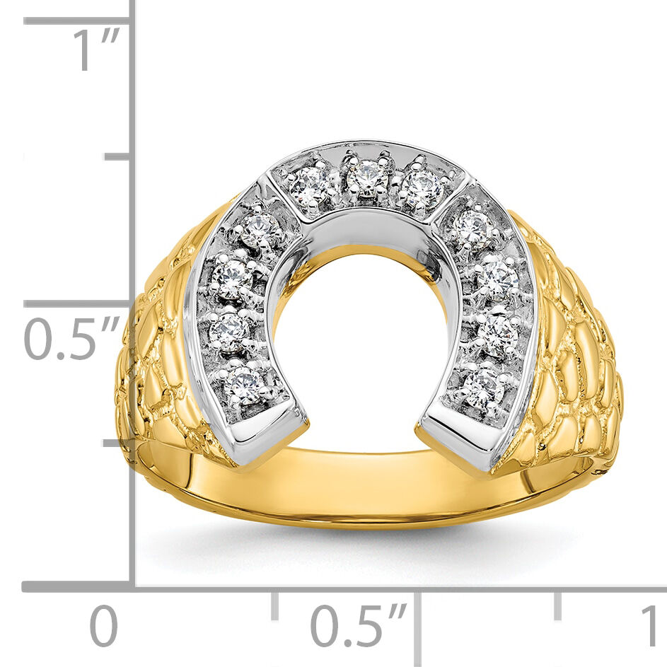 10k Two-tone IBGoodman Men's Horseshoe Diamond Ring Mounting-B04976