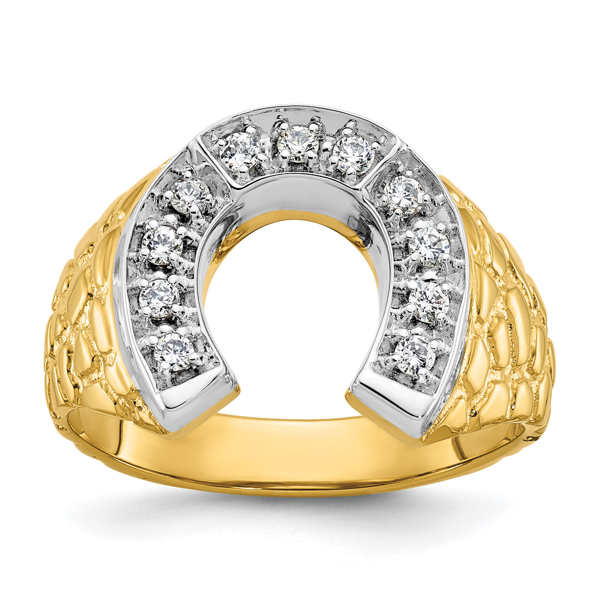 10k Two-tone IBGoodman Men's Horseshoe Diamond Ring Mounting-B04976