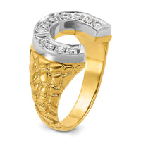 14k Two-tone IBGoodman Men's Horseshoe 1/5 carat Diamond Complete Ring-B04976-4YWAA