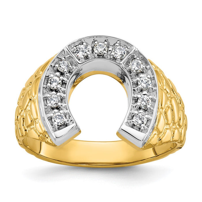 14k Two-tone IBGoodman Men's Horseshoe 1/5 carat Diamond Complete Ring-B04976-4YWAA