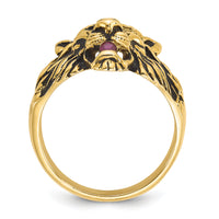 10k IBGoodman Men's Diamond and Ruby Antiqued Lion Ring Mounting-B05384