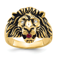 10k IBGoodman Men's Diamond and Ruby Antiqued Lion Ring Mounting-B05384