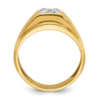 10k Two-tone IBGoodman Men's Polished and Satin Diamond Complete Ring-B05502