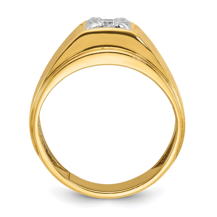 10k Two-tone IBGoodman Men's Polished and Satin Diamond Complete Ring-B05502