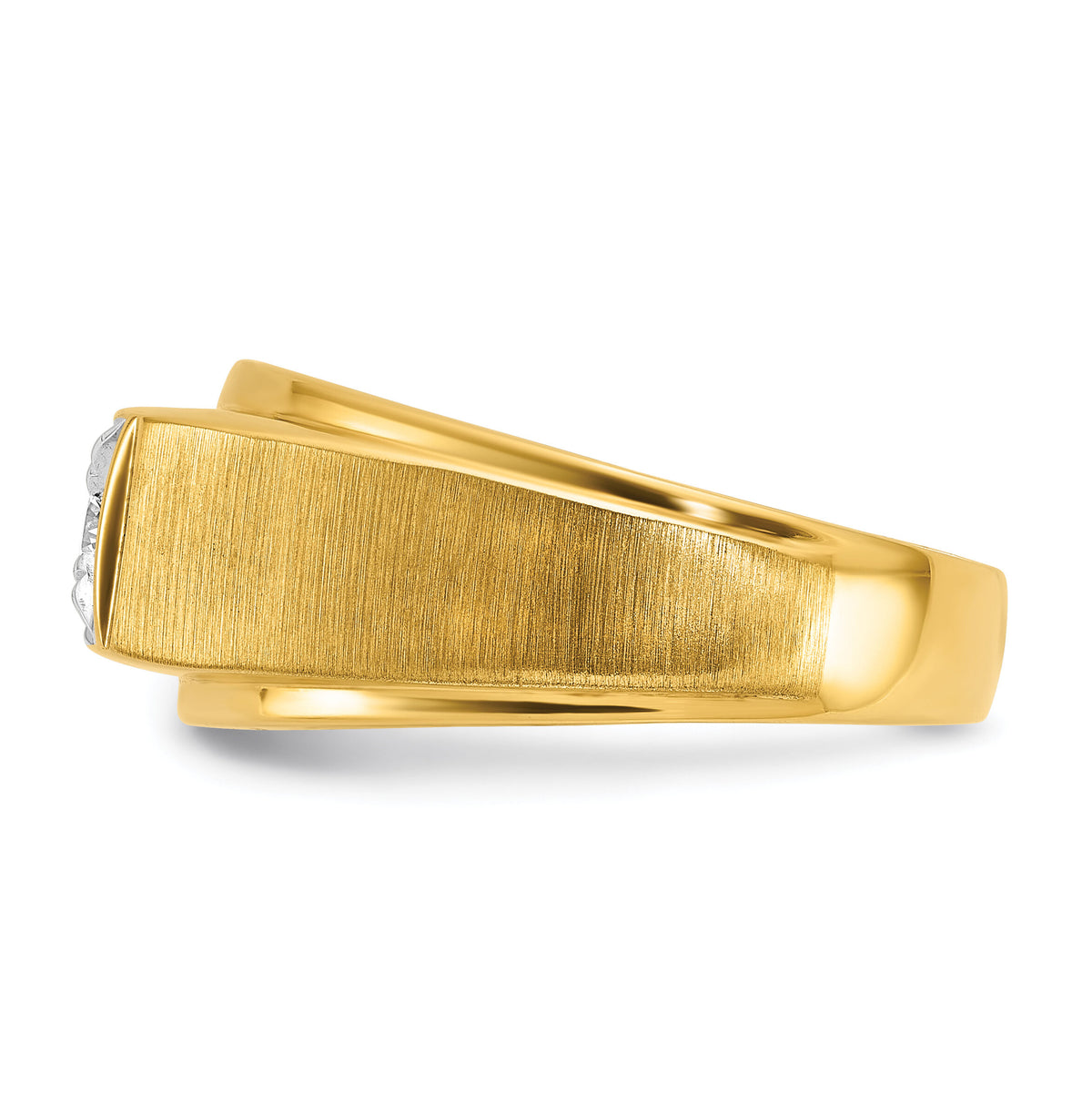10k Two-tone IBGoodman Men's Polished and Satin Diamond Complete Ring-B05502
