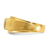10k Two-tone IBGoodman Men's Polished and Satin Diamond Complete Ring-B05502